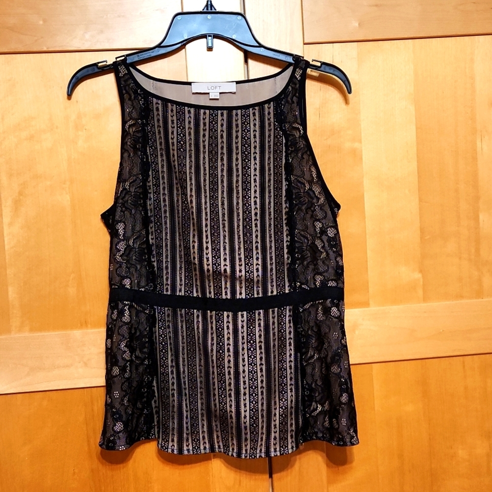 LOFT Black Lace Sleeveless Blouse